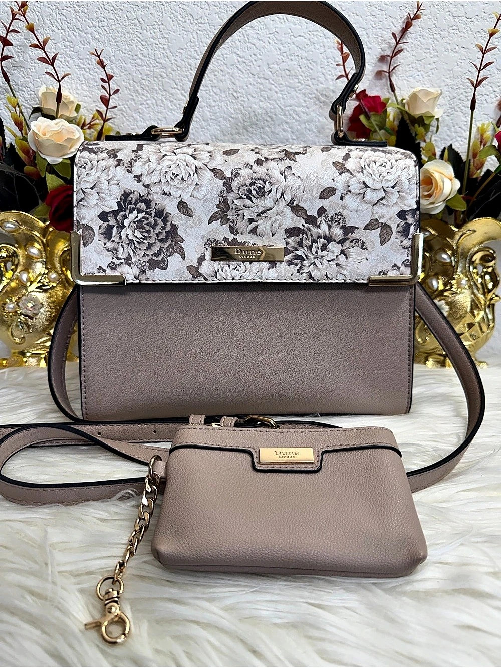 Dune London Floral Shoulder Bag and Coin Pouch